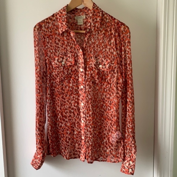 Lucky Brand Silk Animal Print Blouse M - Picture 2 of 7